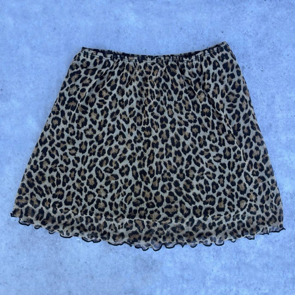★ See You Monday Cheetah Print Mesh Mini Skirt with Ruffled Hem ★